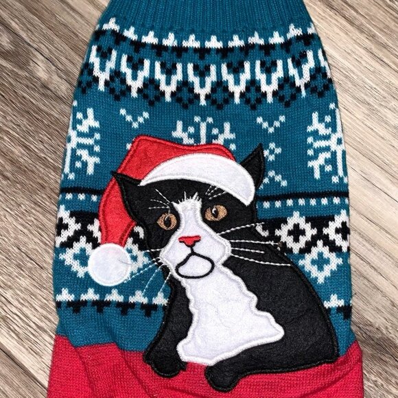 ALEX STEVENS Christmas Dog Sweater MATCHES Adult Ugly Xmas Sweater w/ Tuxedo Cat - Picture 3 of 4